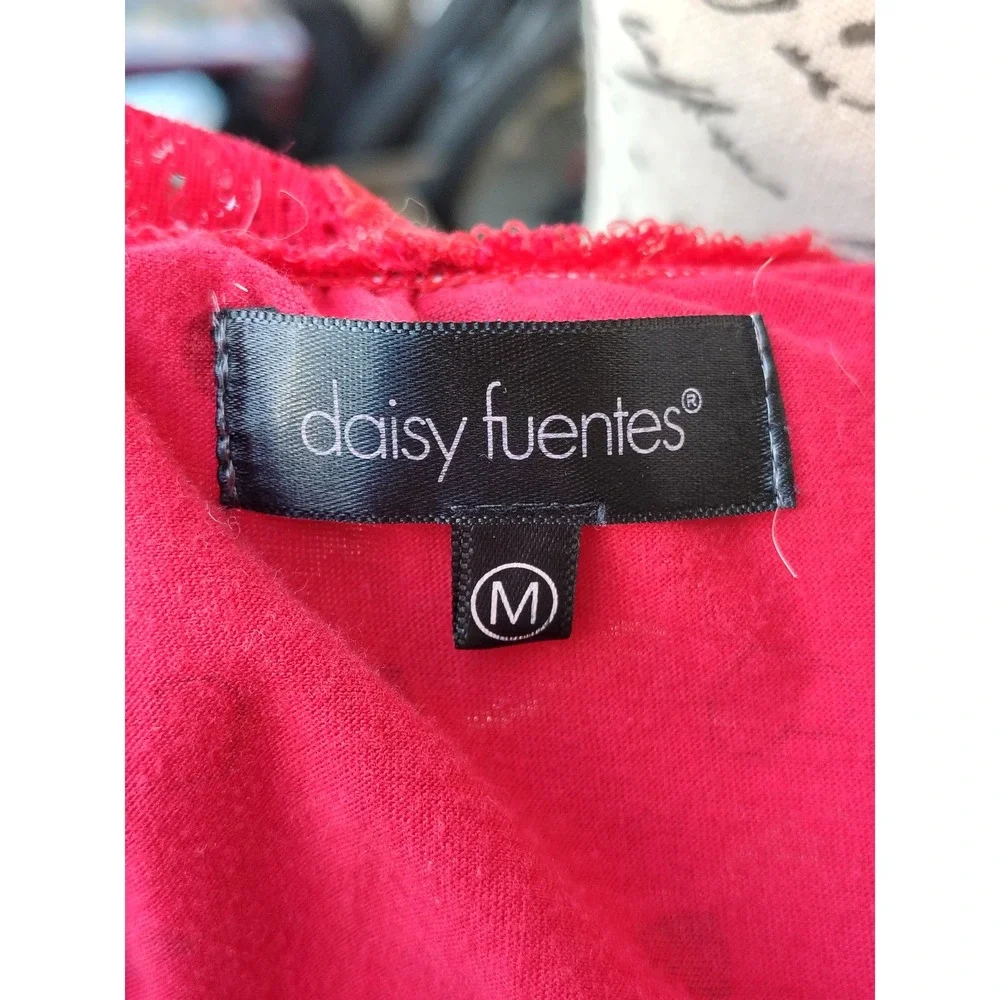 Daisy Fuentes Red & Black Heart Nightgown Lace Back Chemise Slip M Y2K Coquette
